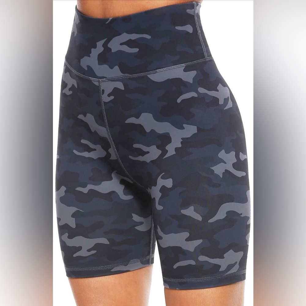 Women's Camo Bike Shorts - Dark Blue and Black